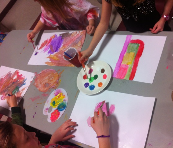 Children painting crafts